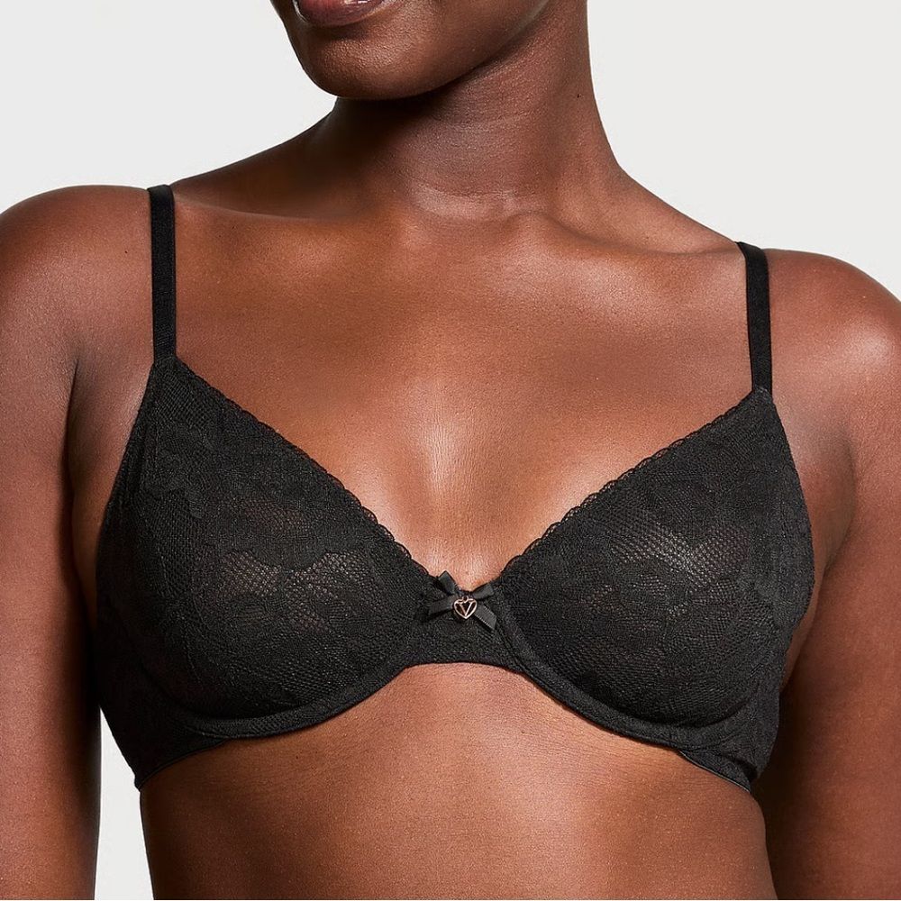 BODY BY VICTORIA Invisible Lift Unlined Lace Demi Bra Black